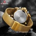 NAVIFORCE 9172 relojes deportivos impermeables para hombres, relojes de pulsera digitales militares con correa de acero de cuarzo dorado, reloj Masculino